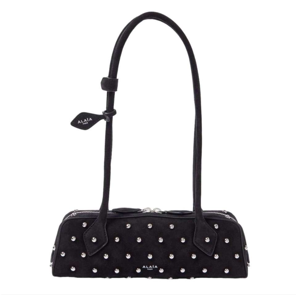 Ala&iuml;a Le Teckel shoulder bag with suede finish with subtle studs
